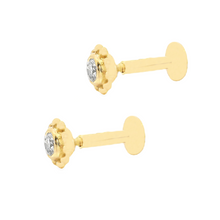 .08ct 18k Gold Diamond Flat Back Studs