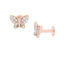 .35ct 18k Gold Diamond Butterfly Flat Back Studs
