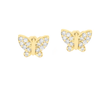 .35ct 18k Gold Diamond Butterfly Flat Back Studs