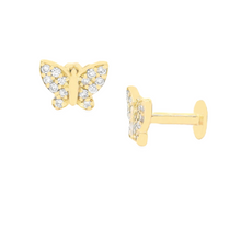 .35ct 18k Gold Diamond Butterfly Flat Back Studs