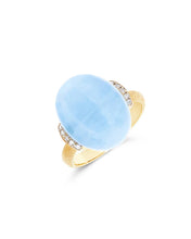 Nanis 18k Yellow Gold Aquamarine and Diamond Ring