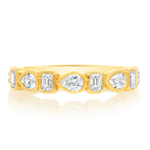 Classique Creations Pear and Emerald Bezel Halfway Band