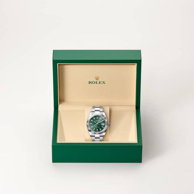 Rolex Datejust in White Rolesor - combination of Oystersteel and white gold, M126334-0027 - H.L. Gross Jewelers