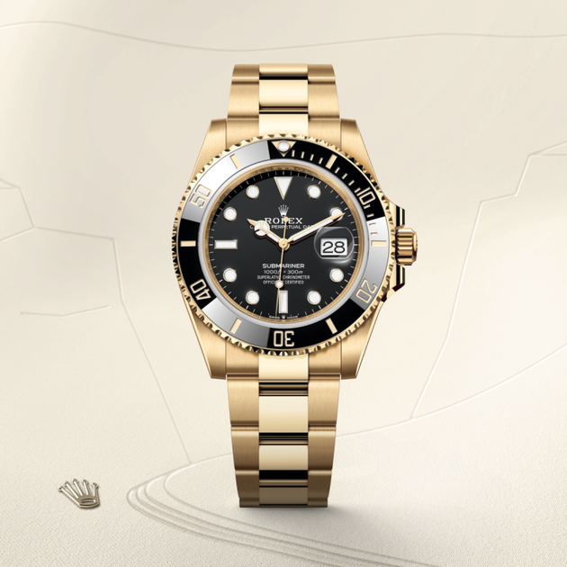 Rolex Submariner in 18 ct yellow gold, M126618LN-0002 - H.L. Gross Jewelers
