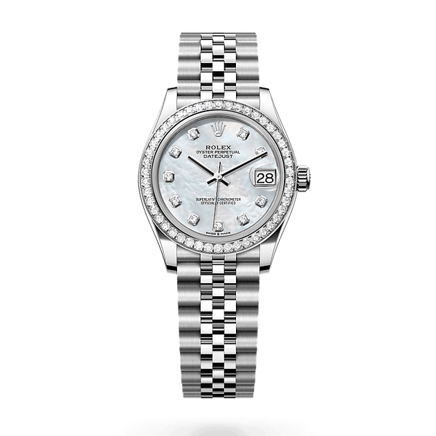 Rolex Datejust in White Rolesor - combination of Oystersteel and white gold, M278384RBR-0008 - H.L. Gross Jewelers