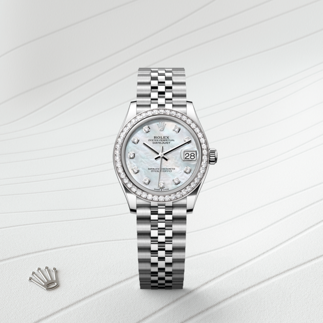 Rolex Datejust in White Rolesor - combination of Oystersteel and white gold, M278384RBR-0008 - H.L. Gross Jewelers