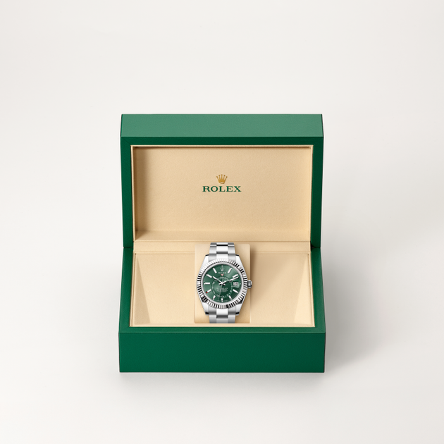Rolex Sky-Dweller in White Rolesor - combination of Oystersteel and white gold, M336934-0001 - H.L. Gross Jewelers