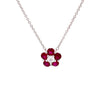 18k White Gold Diamond & Ruby Flower Pendant