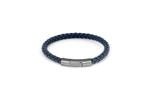 Charles bracelet in Italian navy leather with sterling silver